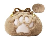Plush Drawstring Pouch Small Plush Makeup Bag | Unique Cat Design Toiletry Organizer | Cosmetic Bag, Portable Makeup Bag, Art Organizer, dark khaki, riferimento alla descrizione, Please refer to