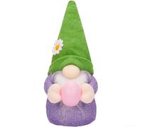 Plush Easter Rabbit Figurine With Egg And Carrot Motifs For Springtime Display On Furniture Surfaces(Green)