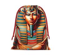 Plush Egyptian-God-Ankh-Staff Christmas Drawstring Present Bags Large Size, Soft Velvet Goodie Bags With Red Ribbon Closure For Holiday Party Favors And Present Wrapping