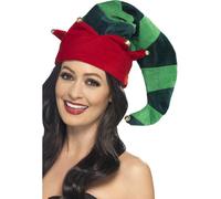 Plush Elf Hat Christmas Hat With Bells Deluxe Fancy Dress Accessory