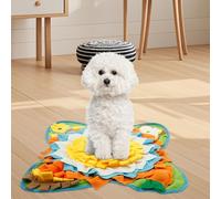 Plush Fabric Flower Shape Slow Eating Mat Bright Color Interactive Dog Snuffle Mat with Non-Slip Back for Smell Training for Small Dog Cat Rabbit(Color,Small Dogs)