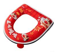 Plush Fabric Red Toilet Seat Cover with For ZIPper and Built-in Handle, Maintains Warmth and Allows Quick Removal When Needed (A)