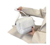 Plush Fabric Women's Shoulder Crossbody Bag Lambs Wool Fluffy Fur Winter Female Handbags(White)