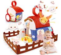 Plush Farm House Playset Montessori-Inspired Sensory Toys With Sounds, Baby Mirror Soft Balls Developmental Play