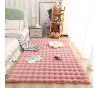 Plush Faux Fur Area Rug | Short Rabbit Fur Long Pile Carpet for Living Room or Bedroom Soft Pink Rabbit Fur Rug 60x120cm