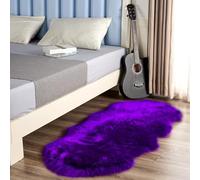 Plush Faux Sheepskin Rug-Ultra,Soft Fluffy Bedside Carpet,Non-slip Washable Floor Mat,Modern Decorative Beige/Red/Pink/Grey Rug for Bedroom Living Room Deep Pile Rugs,Dark purple,170 * 60cm