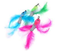 Plush Fish Shaped Cat Replacement Heads and Artificial Plume Material 3pcs Fun for Kitten Playing and Exercise Featuring Flexible Design Random Color for Cat Teaser Stick