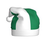 Plush Flag of Nigeria Christmas Hat, festive costume accessory, soft to the touch, perfect for Christmas and holiday parties.