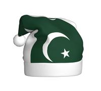 Plush Flag of Pakistan Christmas Hat, festive costume accessory, soft to the touch, perfect for Christmas and holiday parties.