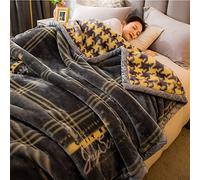 Plush Fleece Blanket, Winter Flannel Blanket King Size, Heavy Korean Faux Mink Blanket Super Winter Double Thick Blanket Soft, Warm, Thick, Printed Embossed Asian Bed Blanket,01,200 * 230cm 3.5Kg