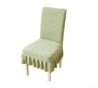 Plush Fleece Dining Chair Cover With Flowing Skirt Hem And Raised Jacquard Pattern For Enhanced Visual Depth And Structure(light green)