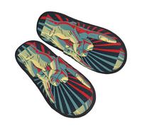 Plush Fleece Home Slippers Rock N Roll Gesture Lined House Shoes Non Slip Indoor Bedroom Slippers For Men, Hotel, Women M
