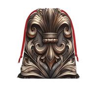 Plush Fleur-De-Lis-Brown Christmas Drawstring Present Bags Large Size, Soft Velvet Goodie Bags With Red Ribbon Closure For Holiday Party Favors And Present Wrapping