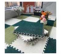 Plush Foam Floor Mat, 12 Pcs Puzzle Foam Floor Mat For Bedroom,Interlocking Carpet Squares,Splicing Floor Mats(Beige+light Green+green)