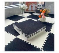Plush Foam Floor Mat, 12 Pcs Puzzle Foam Floor Mat For Bedroom,Interlocking Carpet Squares,Splicing Floor Mats(Black+beige)