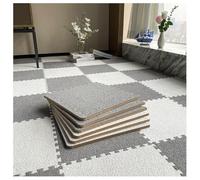 Plush Foam Floor Mat Square Interlocking Carpet Tiles With Border Fluffy Mat Floor Tiles Soft Climbing Area Rugs For Home Family Bedroom Hallway Suitable For All Seasons(Light gray+white,10 pcs)