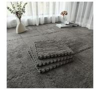 Plush Foam Floor Mats,9pcs Interlocking Foam Carpet Mats With Border,Soft Fluffy Foam Floor Tiles Play Mat,Squares Puzzle Area Rugs For Living Room & Bedroom(Size:12x12inch,Color:Gray)