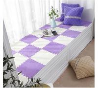 Plush Foam Floor Tiles Mat, Fluffy Crawling Mats Playmats Puzzle Area Rug, Bedroom Non-slip Soft Interlocking Carpet for Home Playroom Decoration (10Pcs,Purple and White)