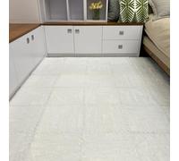 Plush Foam Floor Tiles Mat, Fluffy Crawling Mats Playmats Puzzle Area Rug, Bedroom Soft Interlocking Carpet for Home Playroom Decoration (10Pcs,White)