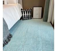 Plush Foam Floor Tiles Mat, Fluffy Crawling Mats Playmats Puzzle Area Rug, Bedroom Soft Interlocking Carpet for Home Playroom Decoration (10Pcs,Blue)