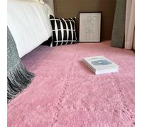 Plush Foam Floor Tiles Mat, Fluffy Crawling Mats Playmats Puzzle Area Rug, Bedroom Soft Interlocking Carpet for Home Playroom Decoration (10Pcs,Pink)