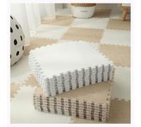 Plush Foam Interlocking Carpet Tiles 30x30 cm Multicolor Pack of 30,Carpet Foam Squares(Light Brown+white)