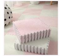 Plush Foam Interlocking Carpet Tiles 30x30 cm Multicolor Pack of 30,Carpet Foam Squares(Pink+white)