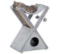 PawHut Folding Cat Tree Activity Tower w/ Scratching Post - Grey, Grey