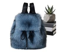 Plush Furry - 29x26x12cm Cute Faux Hair Bookbag with Drawstring and Adjustable Straps, Stylish Bag for Everyday Use|Fashionable for Winter Travel Outdoor Hiking