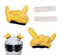 Plush Gesture Ornament - 150mm Yellow Hand Accessories Helmet Sticker | Funny Whimsical Helmet Attachment for Men Friends Cycling Teens Cycling Lovers Motorcycle Scooter Skate