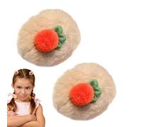 Plush Hair Clips,Hair Clips,2pcs Hair Clips for Thick Hair | Cartoon Fruit Furry Claw Clip for Winter Hair Red