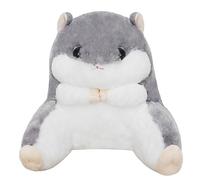 Plush Hamster Throw Pillow Bed/Sofa/Tatami/Floor Backrest for Reading Gaming Watching TV Relieve Pain Lumbar Support Cushion Back Waist Support Cushion for Pregnancy Rest Sleep Relax (Grey-Large)