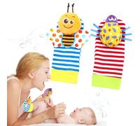 Plush Hand Rattles | Soft Stuffed Socks Toys, Ankle Foot Leg Rattle Set, Fun Developmental Gift | Lightweight Safe Stimulates Senses, Perfect Playtime Accessory | for Boys Girls