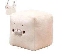 Plush Handbag Ornament, Adorable Home Decor, Stuffed White Cube with Clip, Tiny Geometric Pillow, Aesthetic Desk Bedroom Figurine for Teens Living Room Home Kids Boys Girls Wife Girlfriend Routines