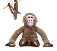 Plush Hanging Japanese Snow Monkey with Velcro on Paws + Feet - Soft Plush Toy For Kids Boys Girls Cuddly Japanese Macaque Plush Toy - Perfect Cuddly Gift for Kid - 46 cm Long