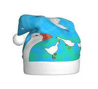 Plush happy white goose Christmas Hat, festive costume accessory, soft to the touch, perfect for Christmas and holiday parties.