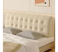 Plush Headboard Cushion Short Backrest Pillow for Bed Removable Cover Suitable for Single Double Beds Soft Reading Support Beige (120x58x10cm)