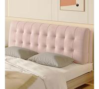 Plush Headboard Pillow for Bed Short Bolster Cushion Removable Cover Reading Support Suitable for Single Double Beds Soft Fabric 180x58x10cm Pink