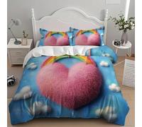 Plush Heart Duvet Cover Sets Single 3D Printed Microfiber Pink Clouds Bedding Set Ultra-Soft Quilt Cover 135 x 200 cm with Zipper Closure and 2 Pillowcases 50x75 cm a.391