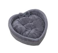 Plush Heart-Shaped Pet Bed with Bow - Cozy Nest for Dogs and Cats - Soft Cushioned Sleeping Mat - Comfortable Resting Spot for Small to Large Pets - Adorable Design for Home Decor (Grey,XL)