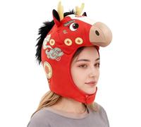 Plush Horse Head Hat,2026 Spring Festival Plush Headdress - Holiday Cosplay Headpiece | for Stage Performance Content Creators Themed Events School Plays Concert Carnival Halloween