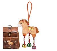 Plush Horse - Red Hanging with Bell Decoration - 2026 Horse Plush - for Home Living Room Spring Festivals New Year Door Window Wall Porch Bag Backpack