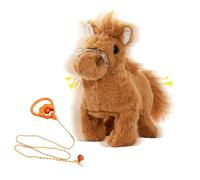 Plush Horse Toys with Leash Walking Wagging Tail Making Sounds 20X10X17cm Interactive Smart Simulation Horse for Boys Girls Kids Toddlers Stuffed Ponys Gift for Birthday Children's Day (Yellow)
