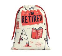 Plush I'M-Retired-Retirement Christmas Drawstring Present Bags Large Size, Soft Velvet Goodie Bags With Red Ribbon Closure For Holiday Party Favors And Present Wrapping