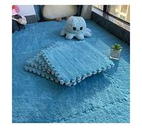 Plush Interlocking Carpet Tiles 12x12,10Mm Thick Foam Mat, Puzzle Play Mat, Soft Floor Mat in Light Blue+Purple - Anti-Slip, Anti-Fall, Perfect for Crawling and Playing