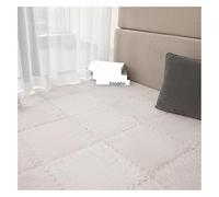 Plush Interlocking Carpet Tiles,Soft EVA Puzzle Carpet,12X12X0.4Inch Playroom Mat,Fluffy Square Foam Tile Mats for Nursery&Bedroom,blue,12pcs(White,1pcs)