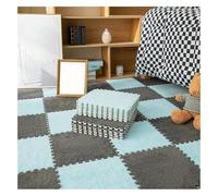 Plush Interlocking Carpet Tiles,Soft EVA Puzzle Carpet,12X12X0.4Inch Playroom Mat,Fluffy Square Foam Tile Mats for Nursery&Bedroom,blue,12pcs(Gray+Light Blue,12pcs)