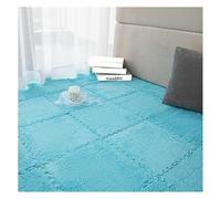 Plush Interlocking Carpet Tiles,Soft EVA Puzzle Carpet,12X12X0.4Inch Playroom Mat,Fluffy Square Foam Tile Mats for Nursery&Bedroom,blue,12pcs(Blue,1pcs)