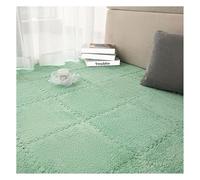 Plush Interlocking Carpet Tiles,Soft EVA Puzzle Carpet,12X12X0.4Inch Playroom Mat,Fluffy Square Foam Tile Mats for Nursery&Bedroom,blue,12pcs(Light Green,10pcs)