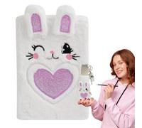Plush Journal with Lock - Plush Notebook for Girls, 80 Pages Multipurpose Plush Notebook, Creative Rabbit Student Stationery Notebook for Wishes, Notes, Drawings, Doodles,
